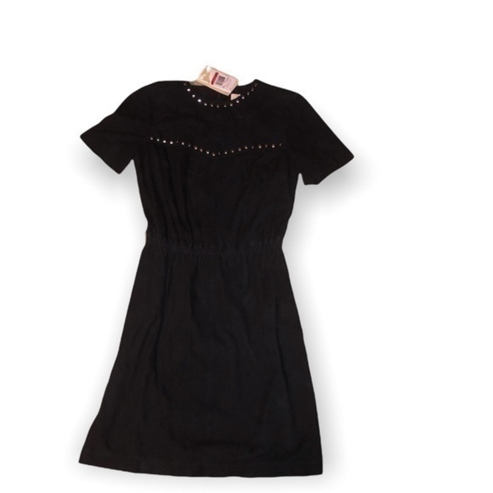 Michael kors black goatskin suede dress with grommets